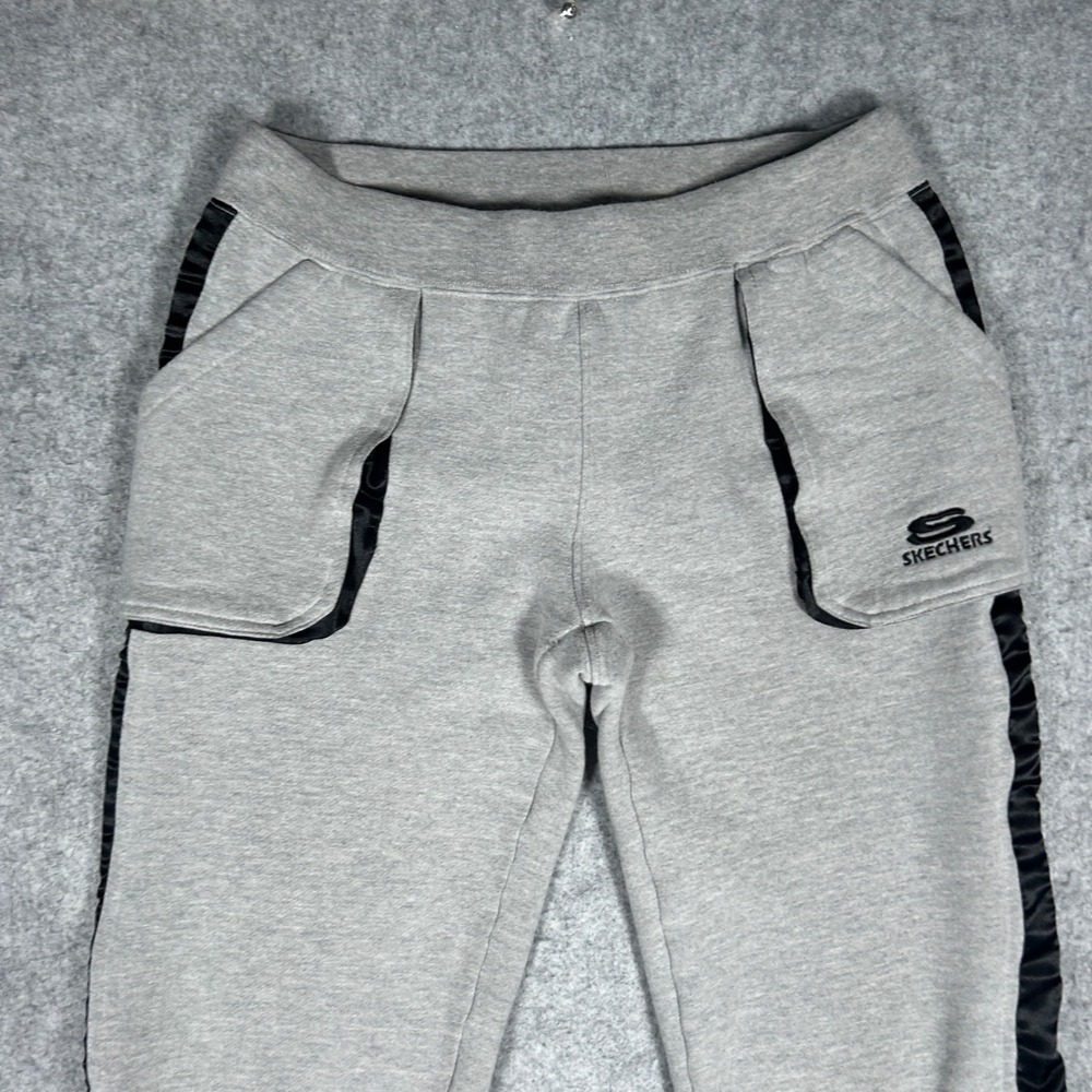 Skechers Sweatpants Womens Large Grey Black Side Stripe Y2K Flare Leg Athleisure - Picture 7 of 16